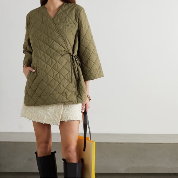 Ganni Jackets & Blazers - Ganni Oversized Quilted Canvas Wrap Jacket Coat NWOT